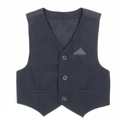 Urban Rascals Boys Grey   Gilet Waistcoat Size 3 Years   - Dress Waistcoat Blue with White polka dot faux hankerchief