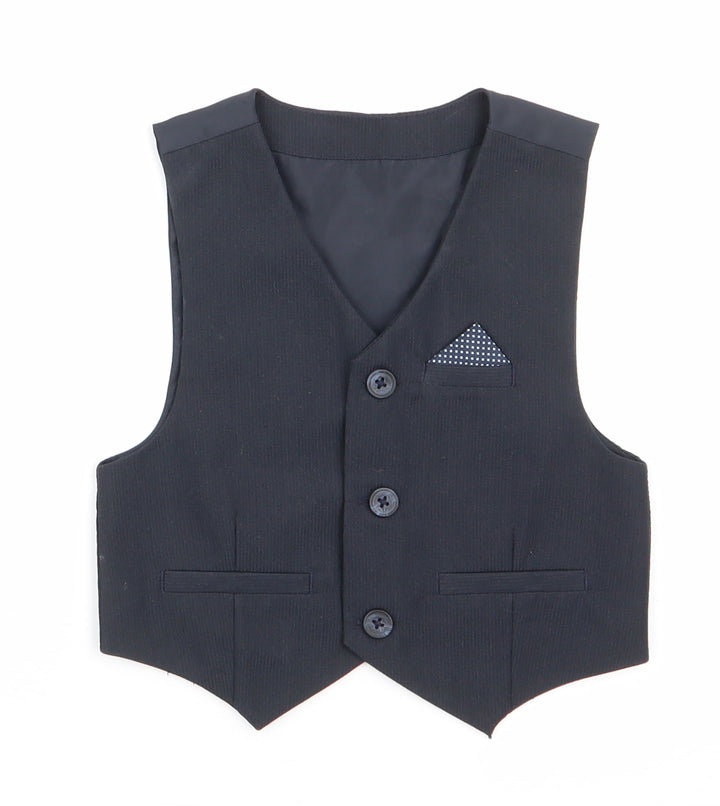 Urban Rascals Boys Grey   Gilet Waistcoat Size 3 Years   - Dress Waistcoat Blue with White polka dot faux hankerchief