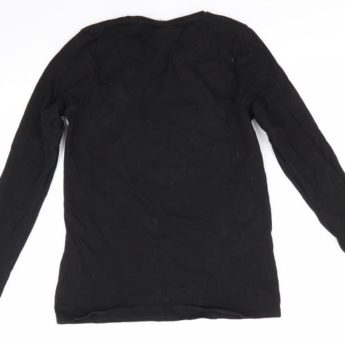 Disney Minnie Mouse Girls Black Animal Print  Basic T-Shirt Size 13-14 Years Round Neck  - Minnie Mouse expressions