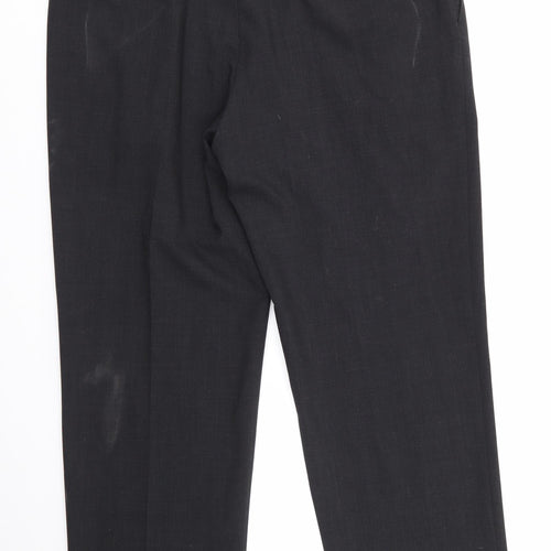 Marks and Spencer Mens Grey  Polyester Trousers  Size 42 in L30 in Regular  - Turn Ups Tailored Charcoal Grey