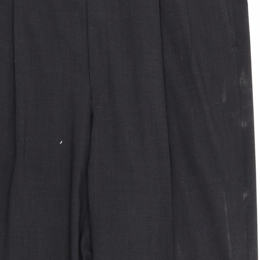 Marks and Spencer Mens Grey  Polyester Trousers  Size 42 in L30 in Regular  - Turn Ups Tailored Charcoal Grey
