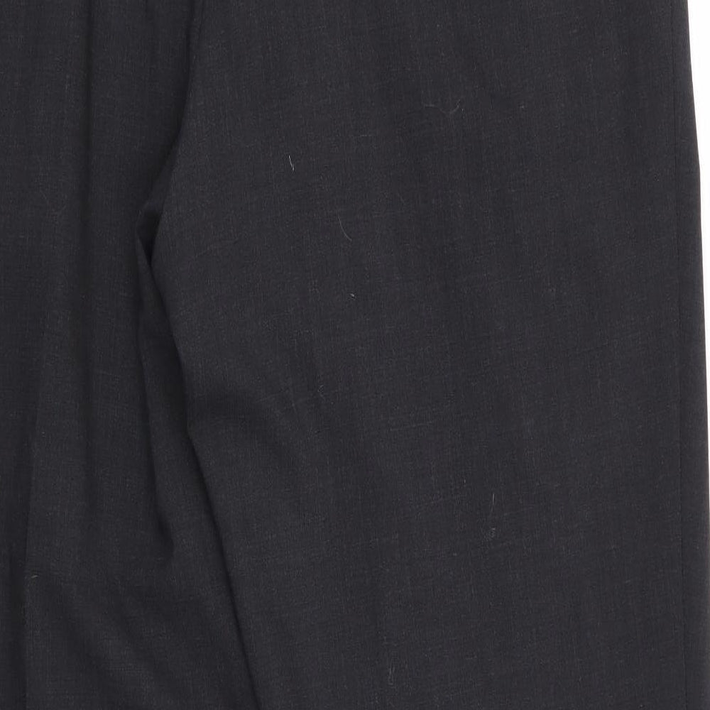 Marks and Spencer Mens Grey  Polyester Trousers  Size 42 in L30 in Regular  - Turn Ups Tailored Charcoal Grey