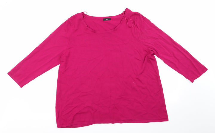 M&Co Womens Pink Round Neck Viscose Pullover Jumper Size 20 - Cerise Pink Wrap Back