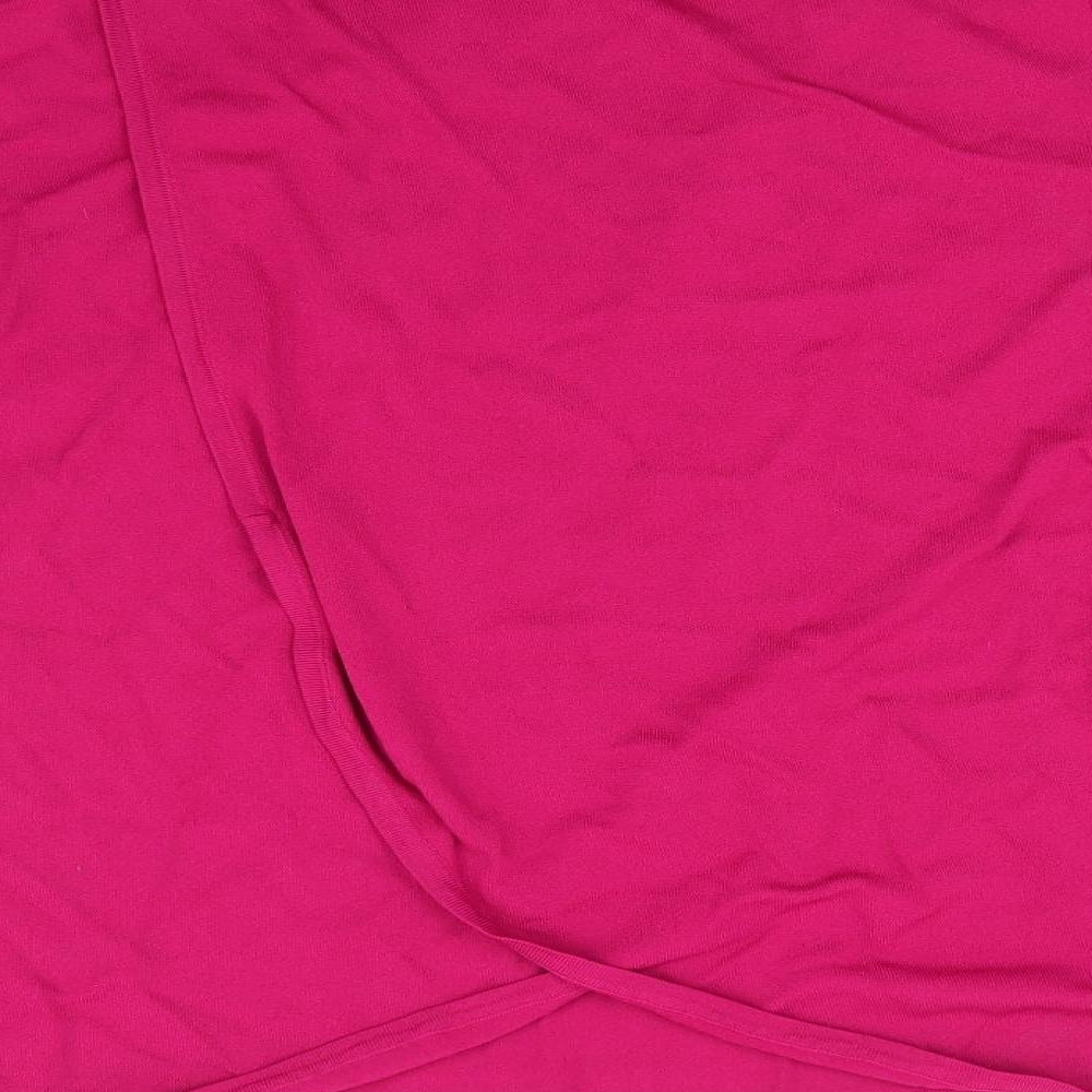 M&Co Womens Pink Round Neck  Viscose Pullover Jumper Size 20   - Cerise Pink Wrap Back