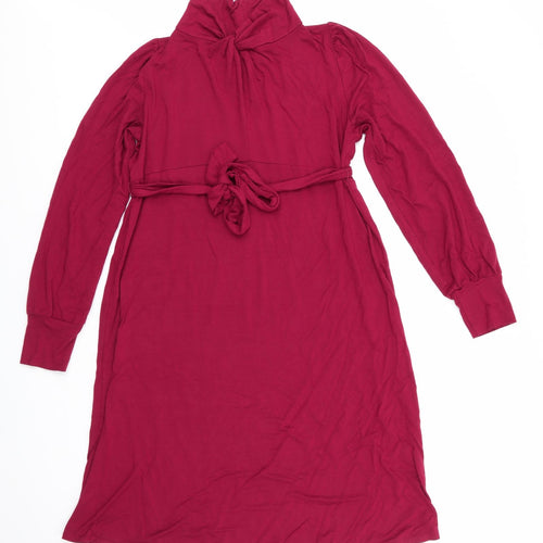 mamas & papas Womens Red  Viscose Fit & Flare  Size 10 High Neck  - Front Neck Twist Knot Back neck fastening with Keyhole