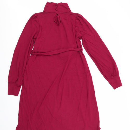 mamas & papas Womens Red  Viscose Fit & Flare  Size 10 High Neck  - Front Neck Twist Knot Back neck fastening with Keyhole
