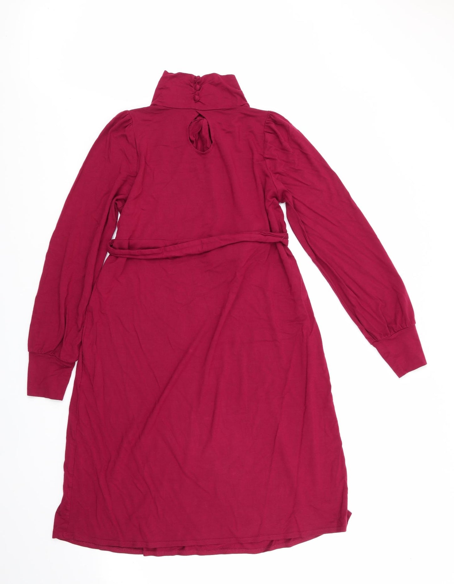 mamas & papas Womens Red  Viscose Fit & Flare  Size 10 High Neck  - Front Neck Twist Knot Back neck fastening with Keyhole