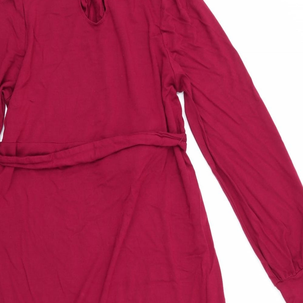 mamas & papas Womens Red  Viscose Fit & Flare  Size 10 High Neck  - Front Neck Twist Knot Back neck fastening with Keyhole