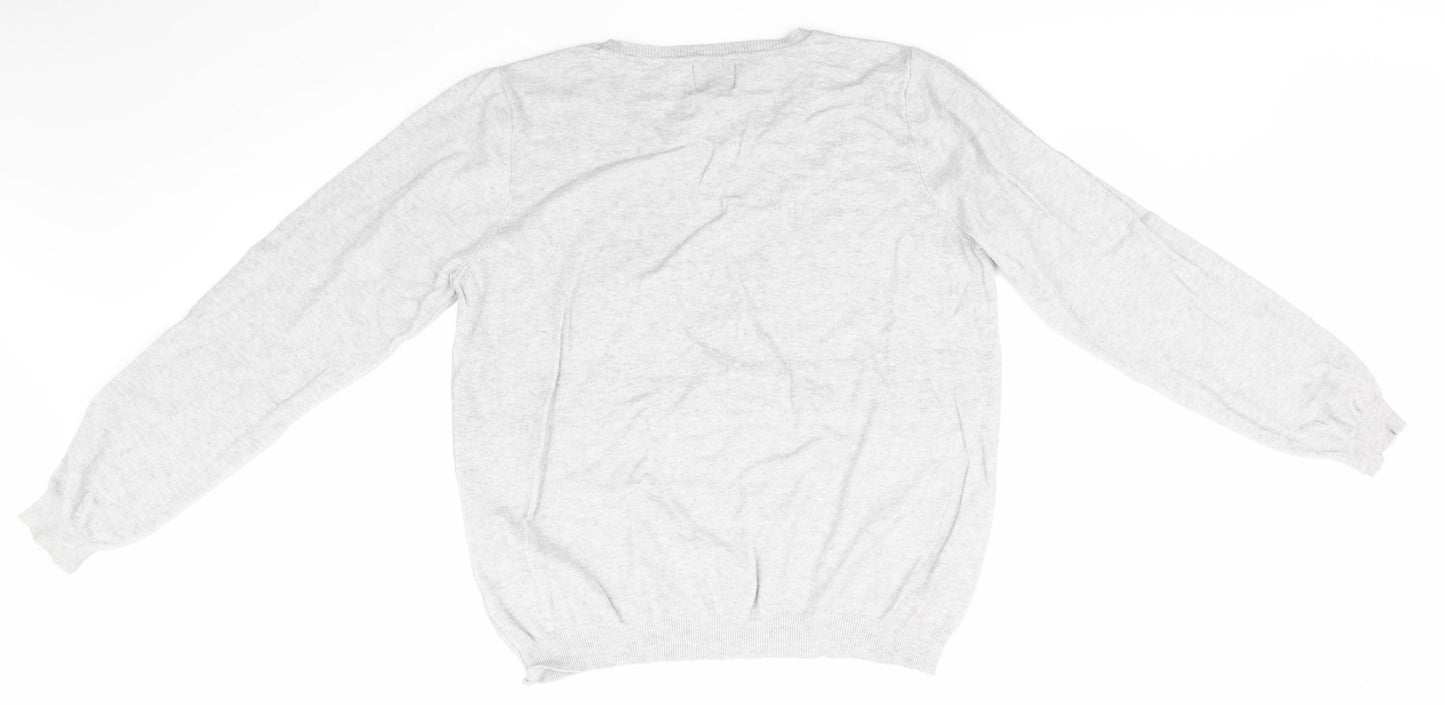 George Womens Grey Round Neck  Viscose Pullover Jumper Size L   - Santa Rudolph Moped Pale Grey