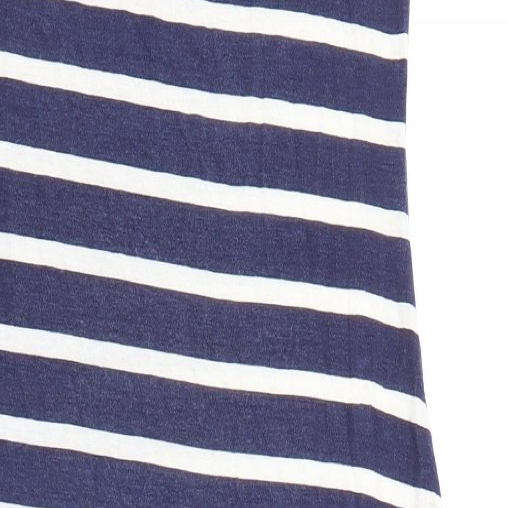 Boohoo Womens Blue Striped Viscose Maxi  Size 14 Round Neck