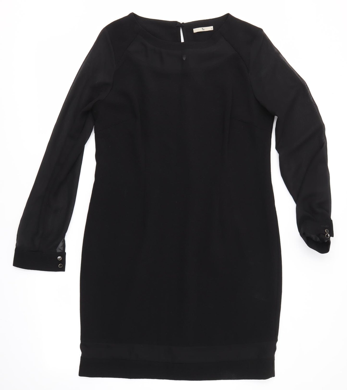 TU Womens Black  Polyester Pencil Dress  Size 12 Round Neck