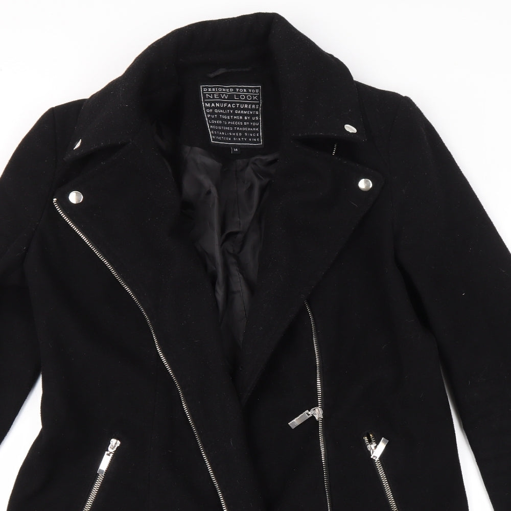 New Look Womens Black   Overcoat Coat Size 14