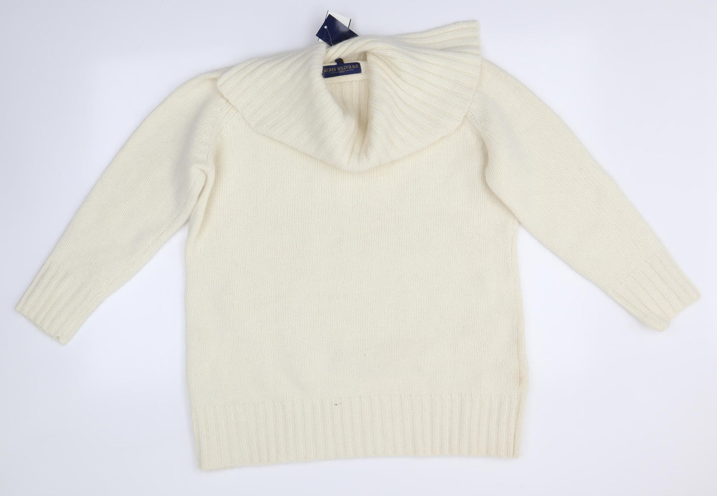 The Sweater Shop Womens Ivory Roll Neck  Wool Pullover Jumper Size XL