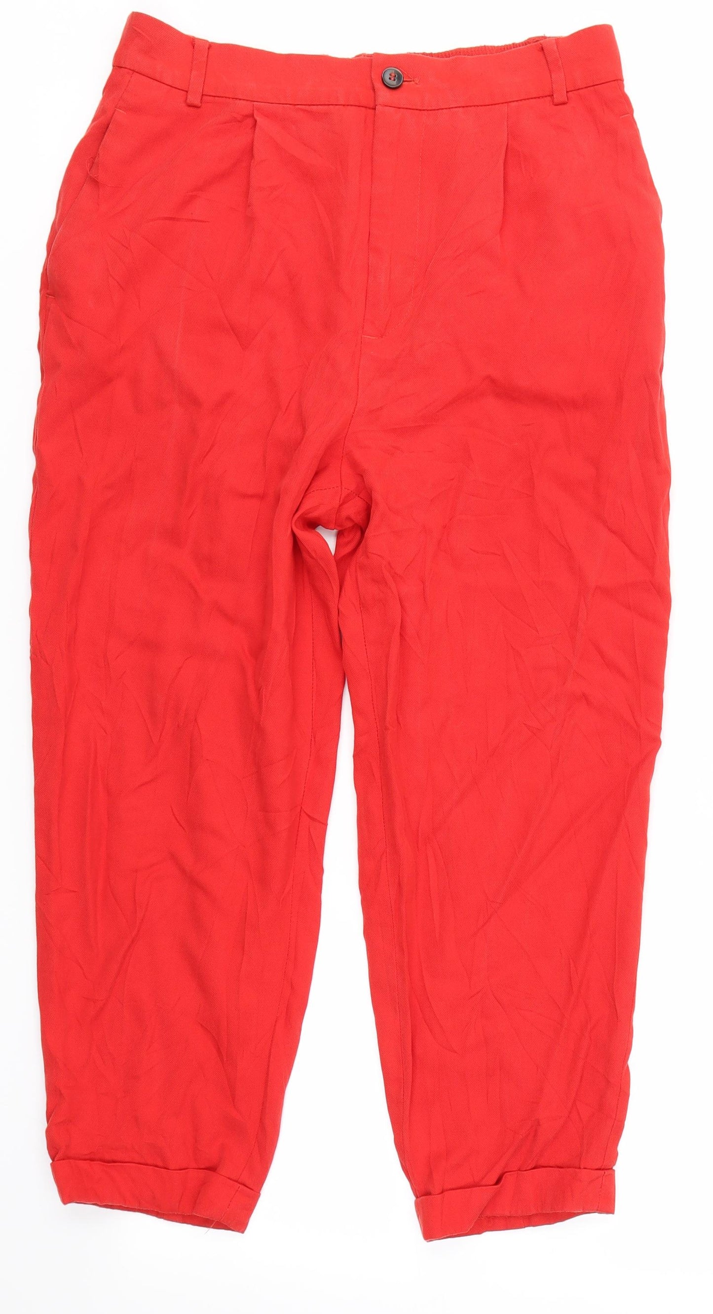 Zara Womens Red  Polyester Dress Pants Trousers Size S L22 in Regular