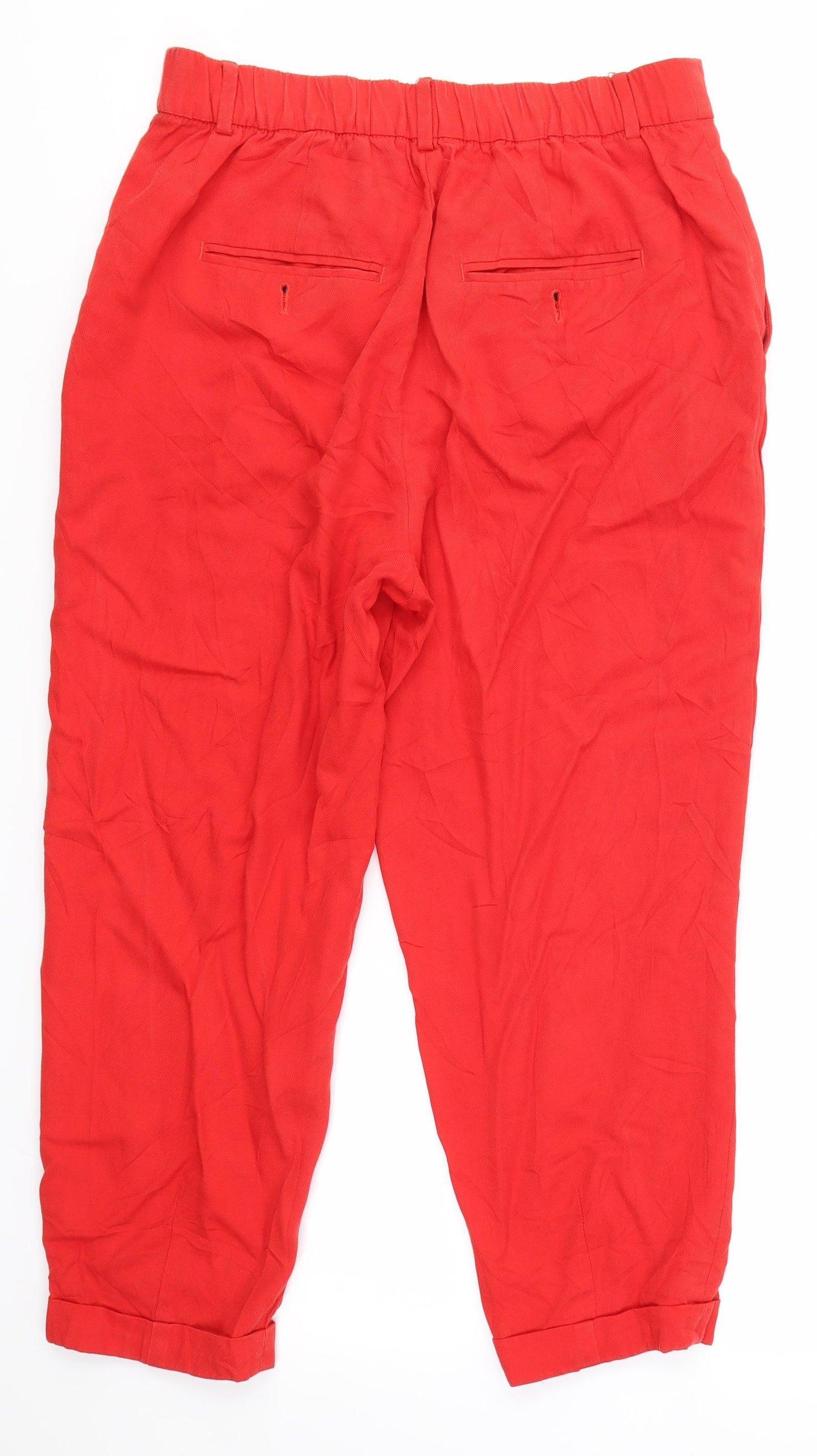 Zara Womens Red  Polyester Dress Pants Trousers Size S L22 in Regular