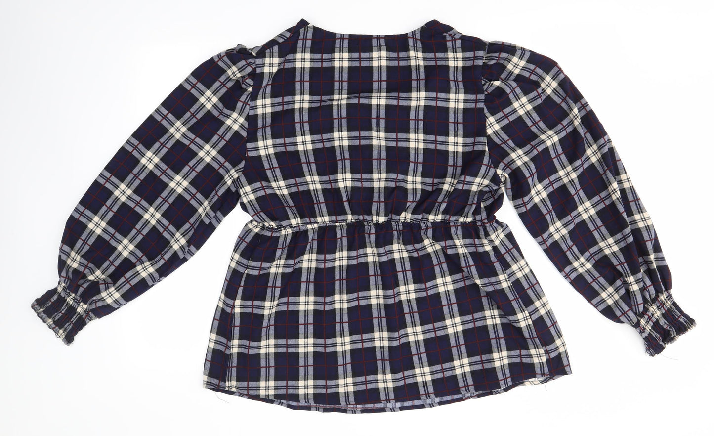 Boohoo Womens Multicoloured Check Polyester Basic Blouse Size 14 V-Neck