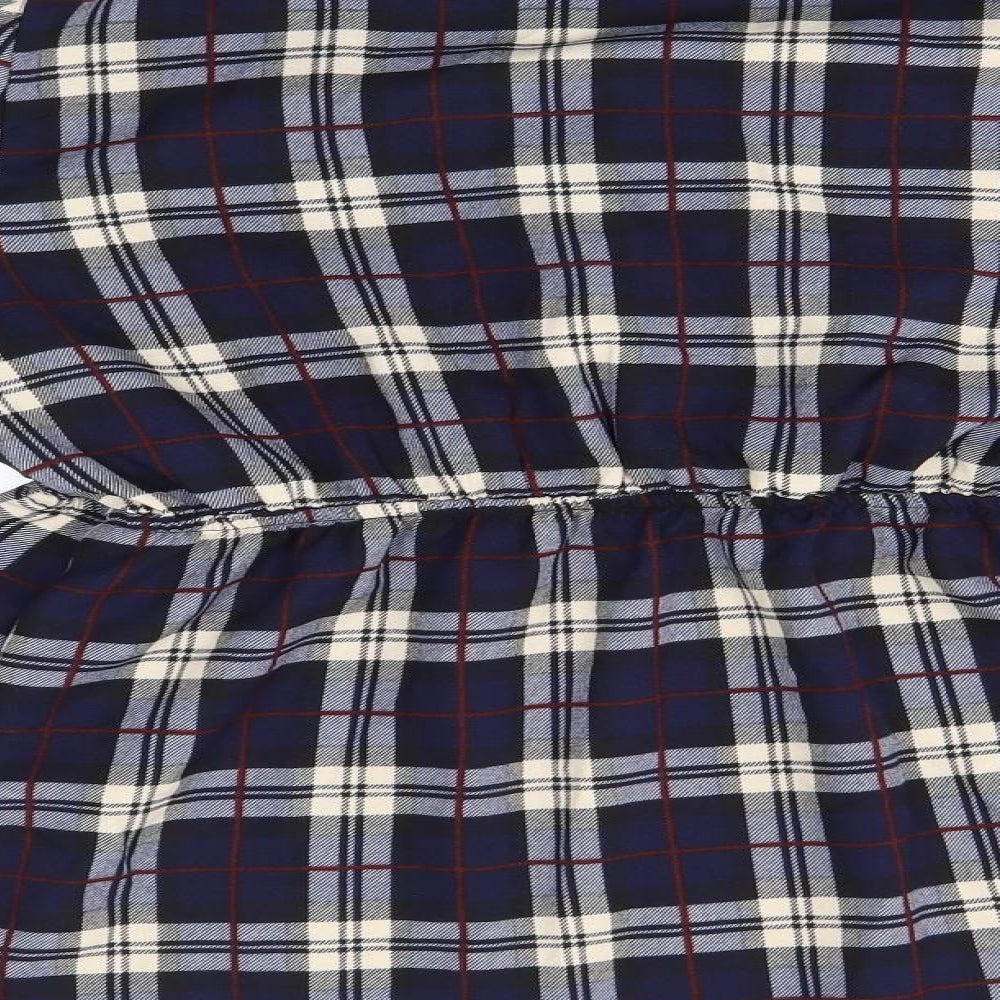 Boohoo Womens Multicoloured Check Polyester Basic Blouse Size 14 V-Neck
