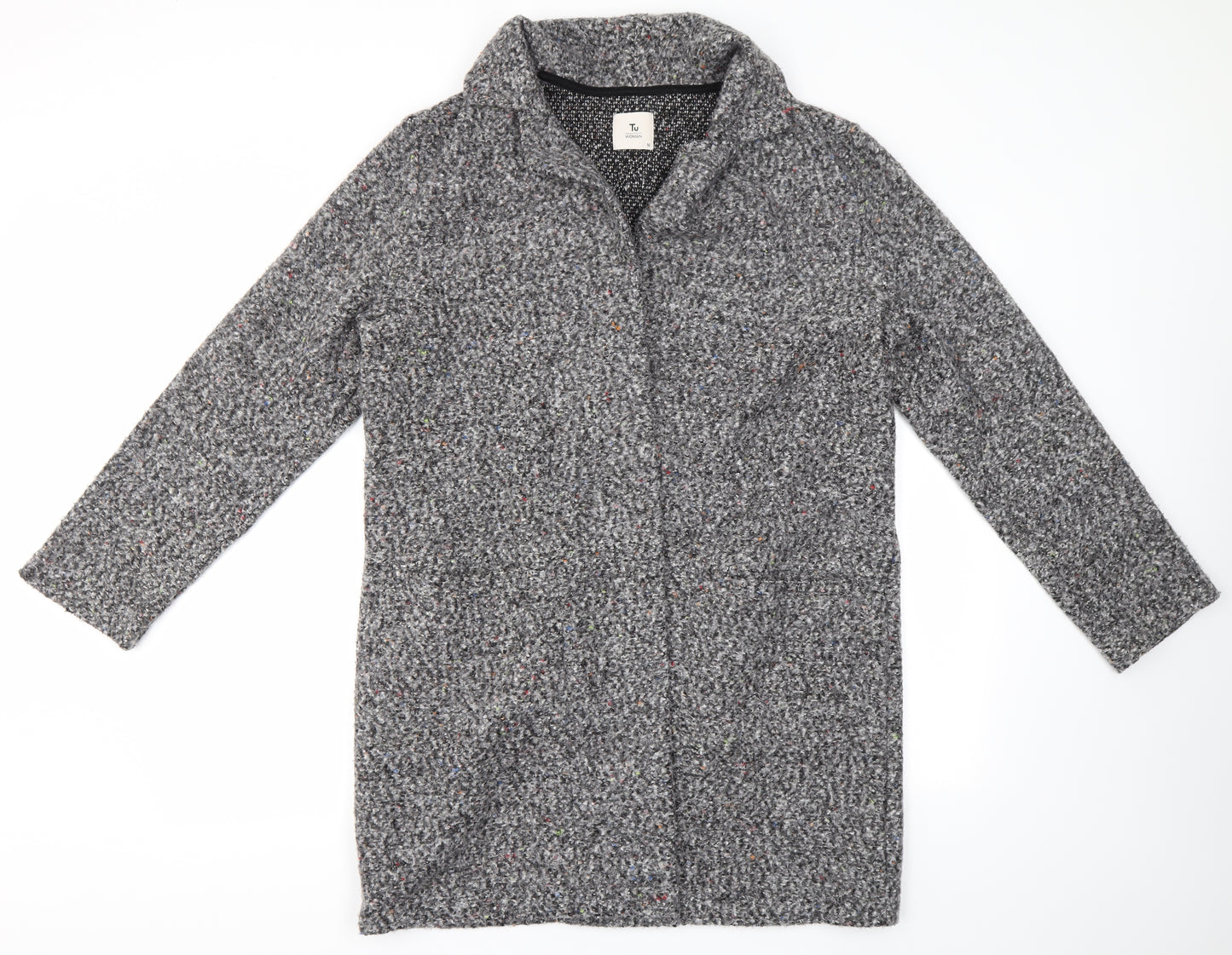 TU Womens Grey V-Neck  Polyester Cardigan Jumper Size 16