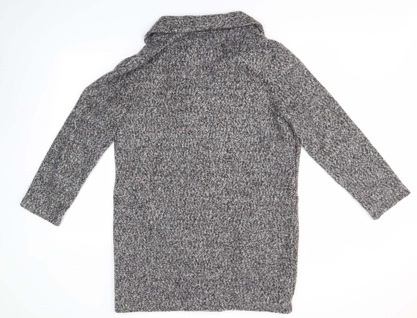 TU Womens Grey V-Neck  Polyester Cardigan Jumper Size 16