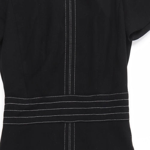 M&S Womens Black  Polyester Pencil Dress  Size 10 Round Neck