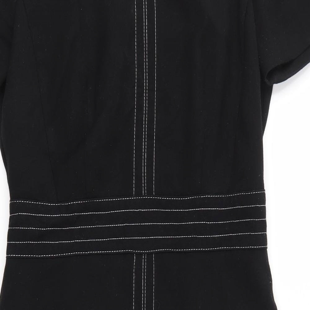 M&S Womens Black  Polyester Pencil Dress  Size 10 Round Neck