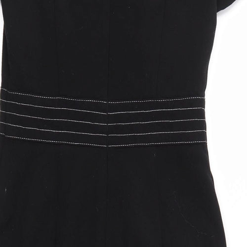 M&S Womens Black  Polyester Pencil Dress  Size 10 Round Neck