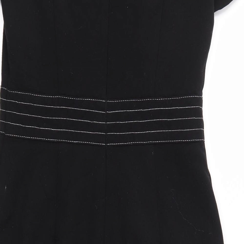 M&S Womens Black  Polyester Pencil Dress  Size 10 Round Neck