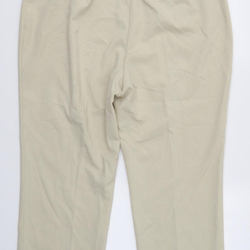 M&S Womens Beige  Polyester Dress Pants Trousers Size 18 L24 in Regular