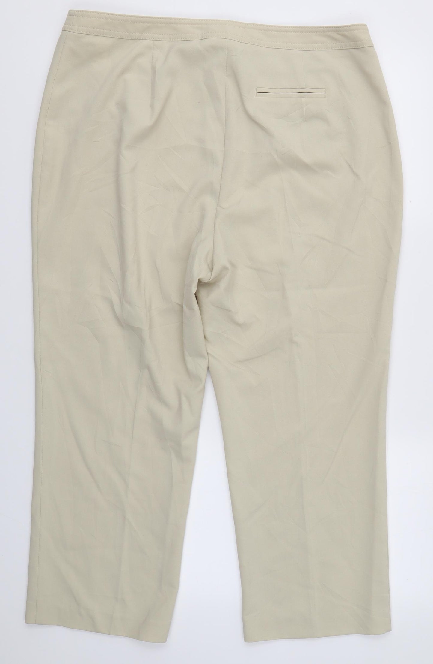 M&S Womens Beige  Polyester Dress Pants Trousers Size 18 L24 in Regular