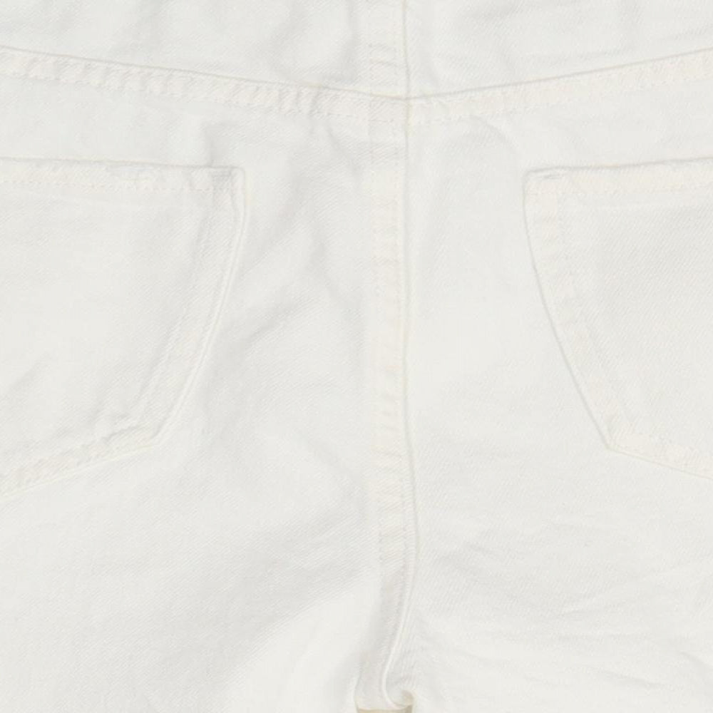 M&S Womens White  Cotton Boyfriend Shorts Size 10  Regular