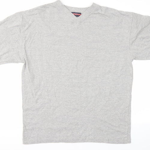 jeans&co Mens Grey  Cotton  T-Shirt Size L V-Neck