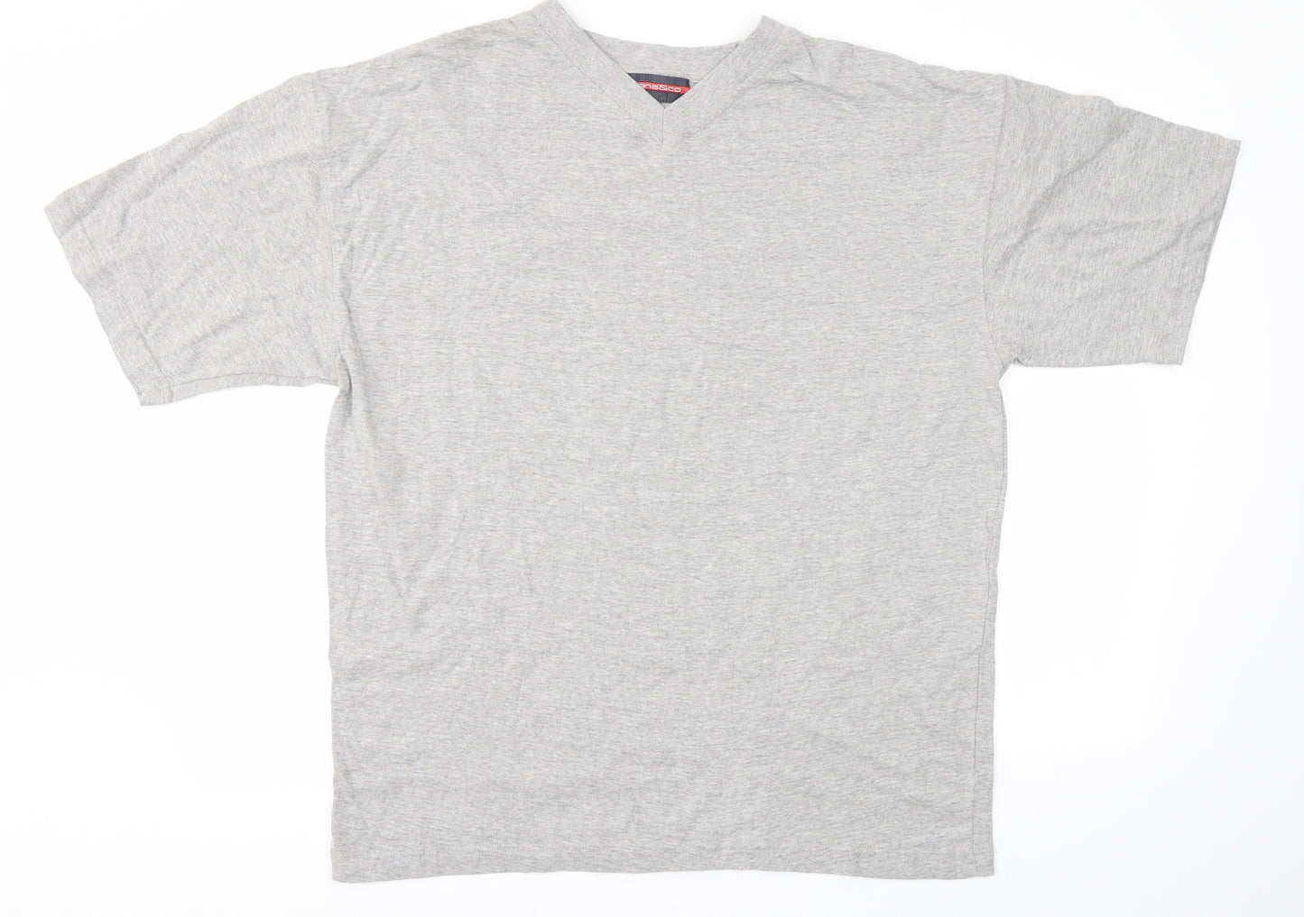 jeans&co Mens Grey  Cotton  T-Shirt Size L V-Neck