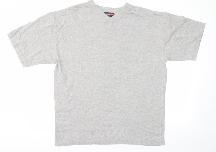 jeans&co Mens Grey  Cotton  T-Shirt Size L V-Neck