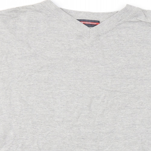 jeans&co Mens Grey  Cotton  T-Shirt Size L V-Neck