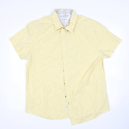 John  Rocha Womens Yellow Geometric Cotton Basic Button-Up Size XL Collared