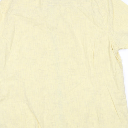 John  Rocha Womens Yellow Geometric Cotton Basic Button-Up Size XL Collared