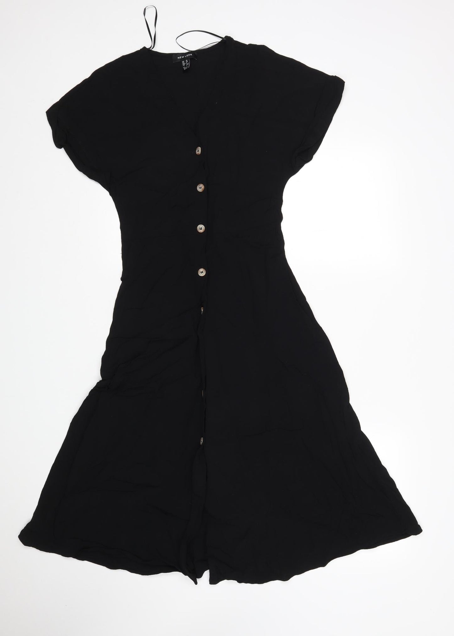 New Look Womens Black  Viscose A-Line  Size 10 V-Neck