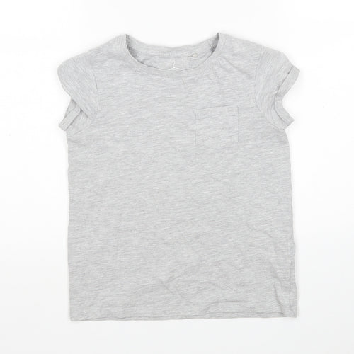 NEXT Girls Grey  Cotton Basic T-Shirt Size 8 Years Round Neck