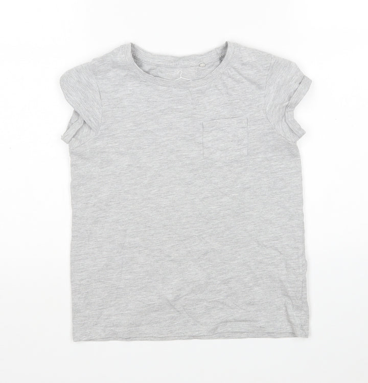 NEXT Girls Grey  Cotton Basic T-Shirt Size 8 Years Round Neck