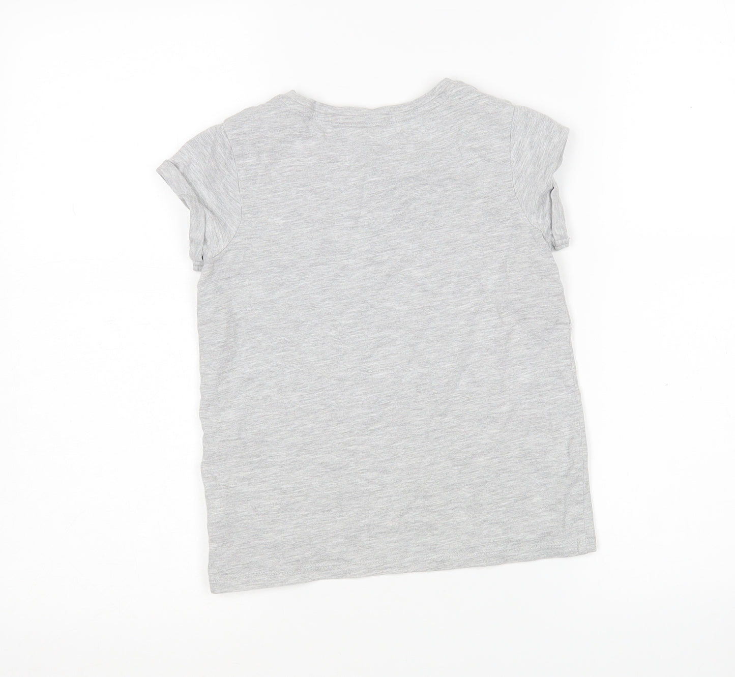 NEXT Girls Grey  Cotton Basic T-Shirt Size 8 Years Round Neck