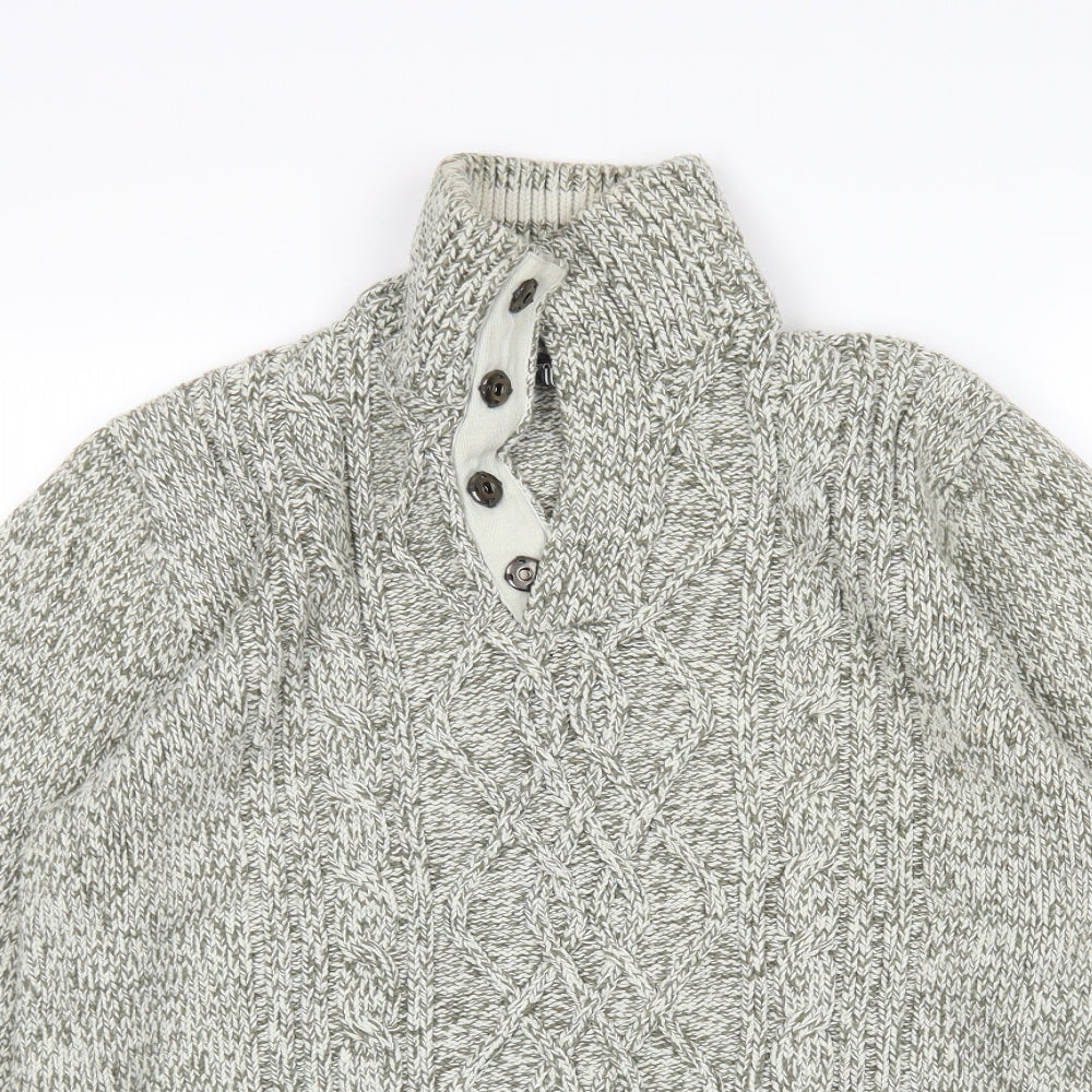 George Mens Green High Neck  Cotton Pullover Jumper Size M