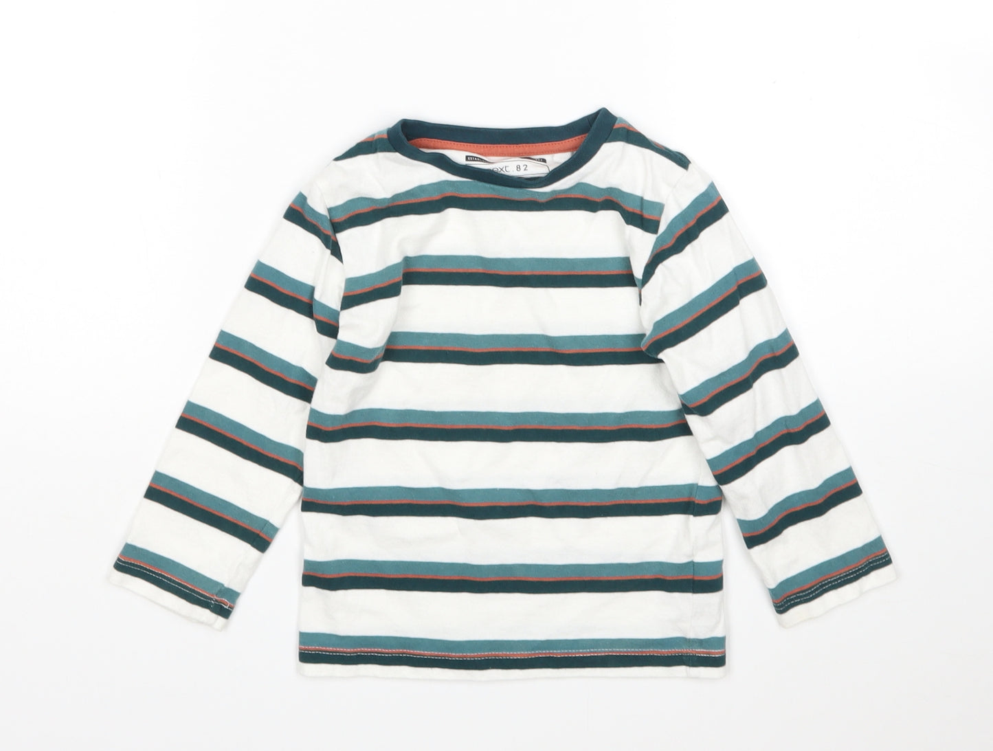 NEXT Boys Multicoloured Striped Cotton Basic T-Shirt Size 2-3 Years Round Neck