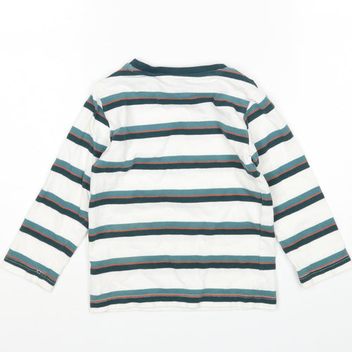 NEXT Boys Multicoloured Striped Cotton Basic T-Shirt Size 2-3 Years Round Neck