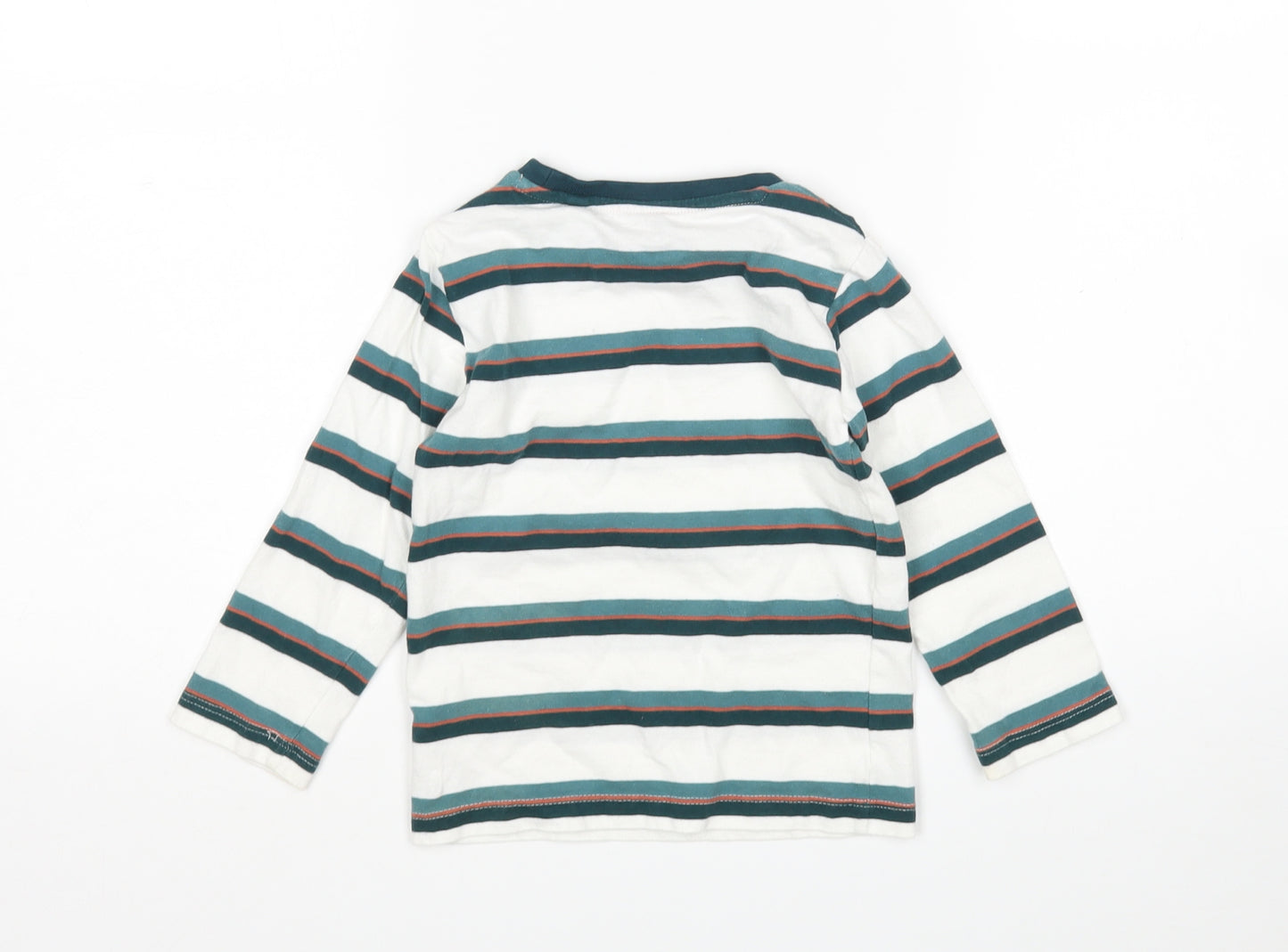 NEXT Boys Multicoloured Striped Cotton Basic T-Shirt Size 2-3 Years Round Neck