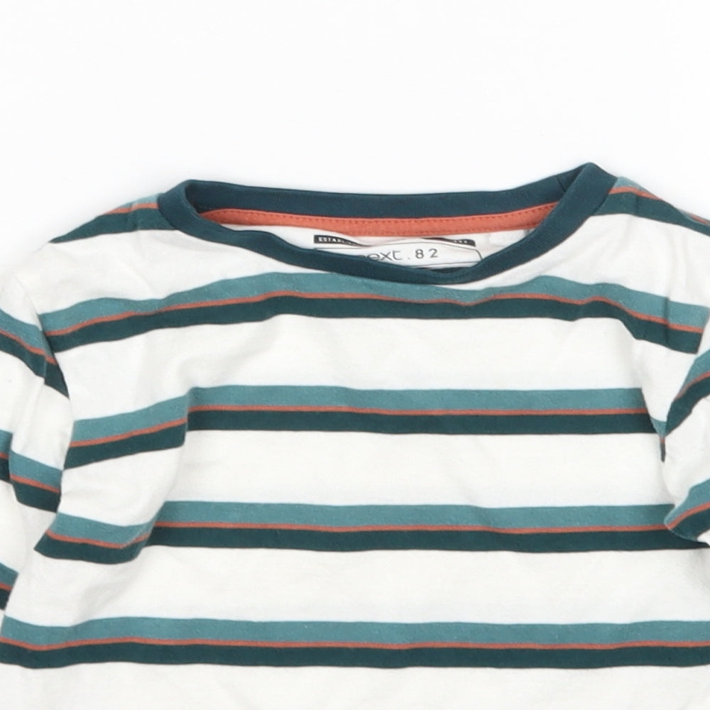 NEXT Boys Multicoloured Striped Cotton Basic T-Shirt Size 2-3 Years Round Neck