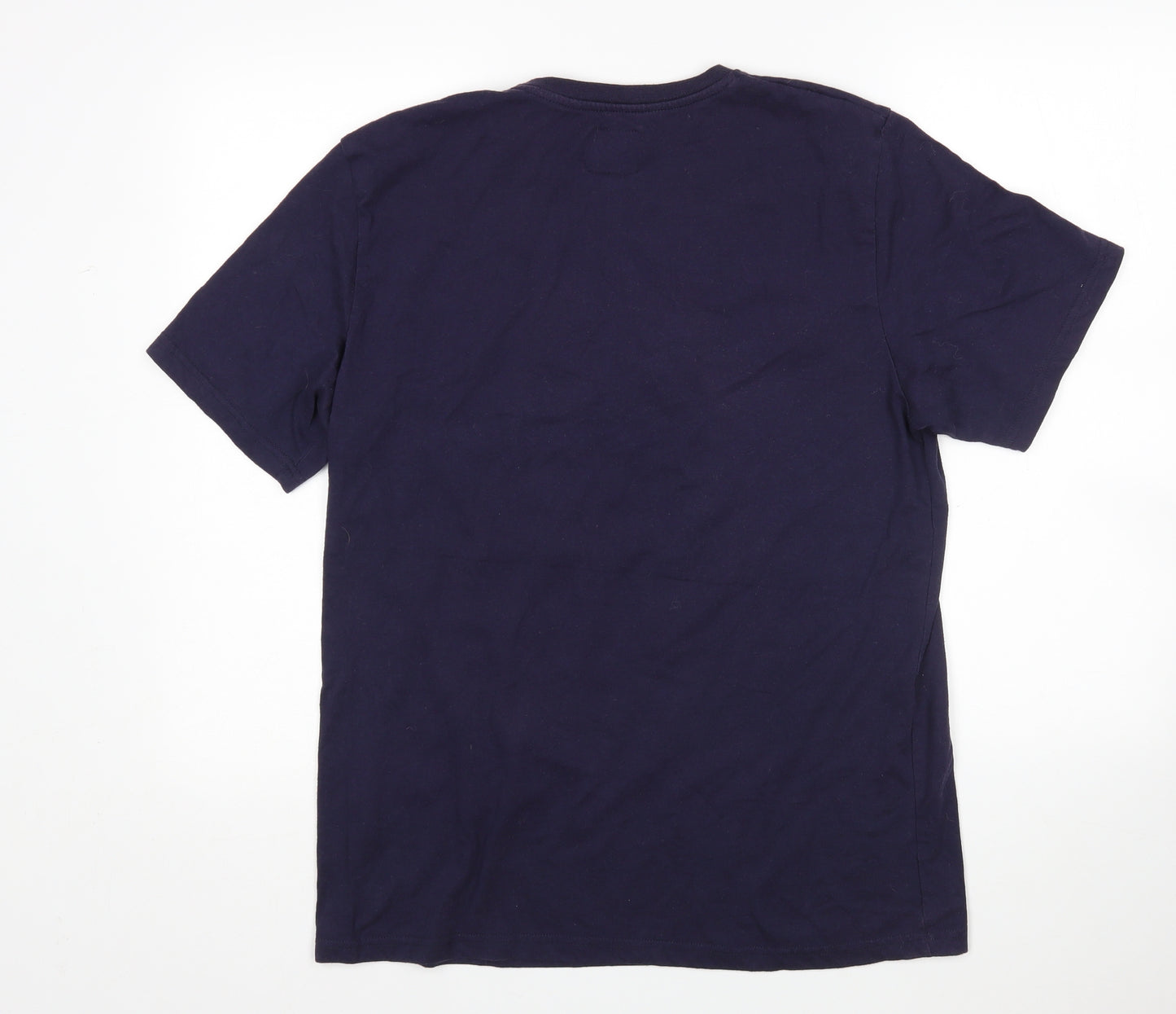 Henleys Mens Blue  Cotton  T-Shirt Size L Round Neck
