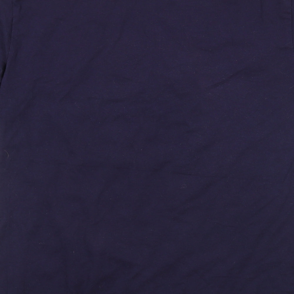 Henleys Mens Blue  Cotton  T-Shirt Size L Round Neck