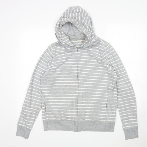 M&S Womens Multicoloured Striped Cotton Full Zip Hoodie Size 16