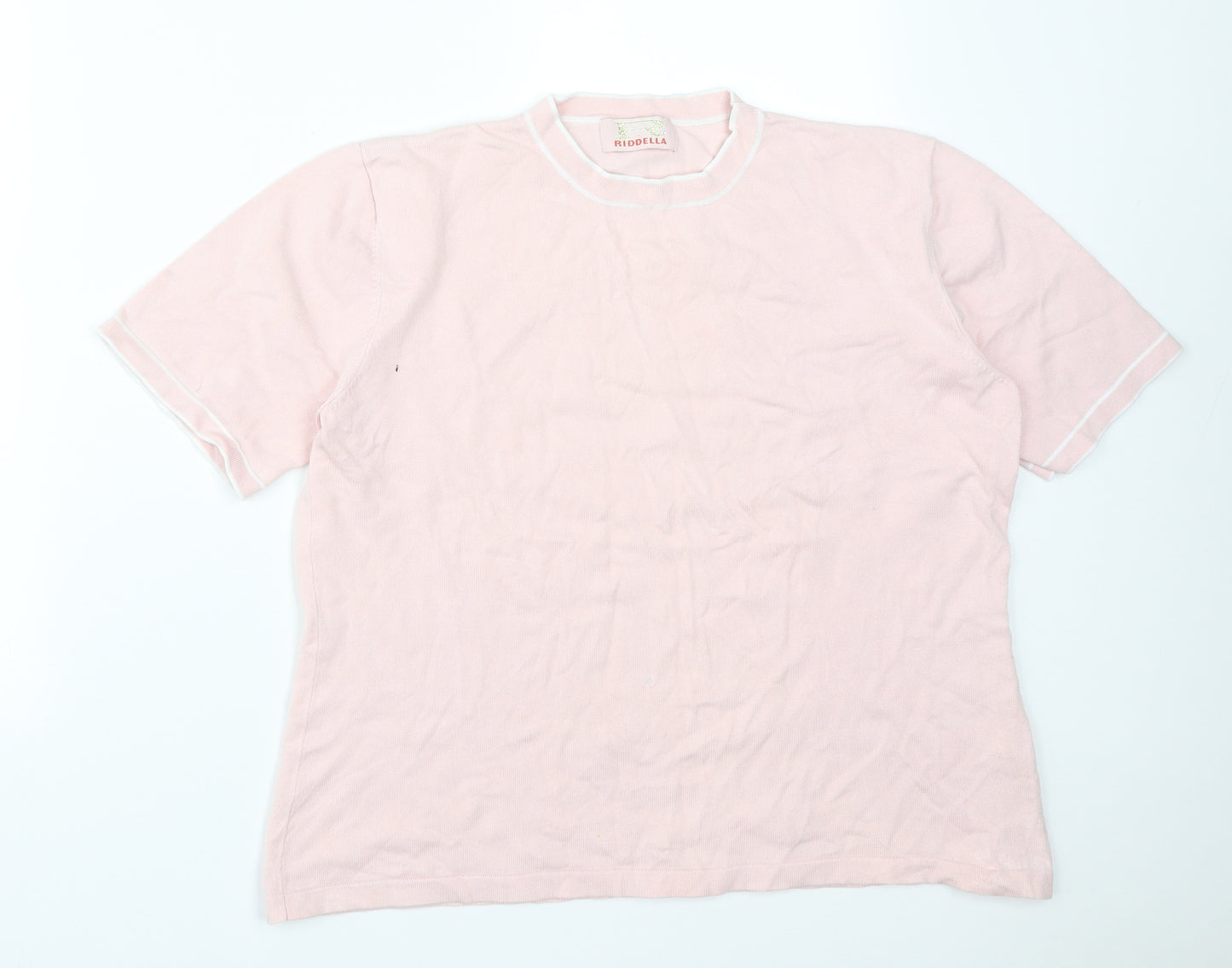 RIDDELLA Womens Pink  Viscose Basic T-Shirt Size 18 Round Neck