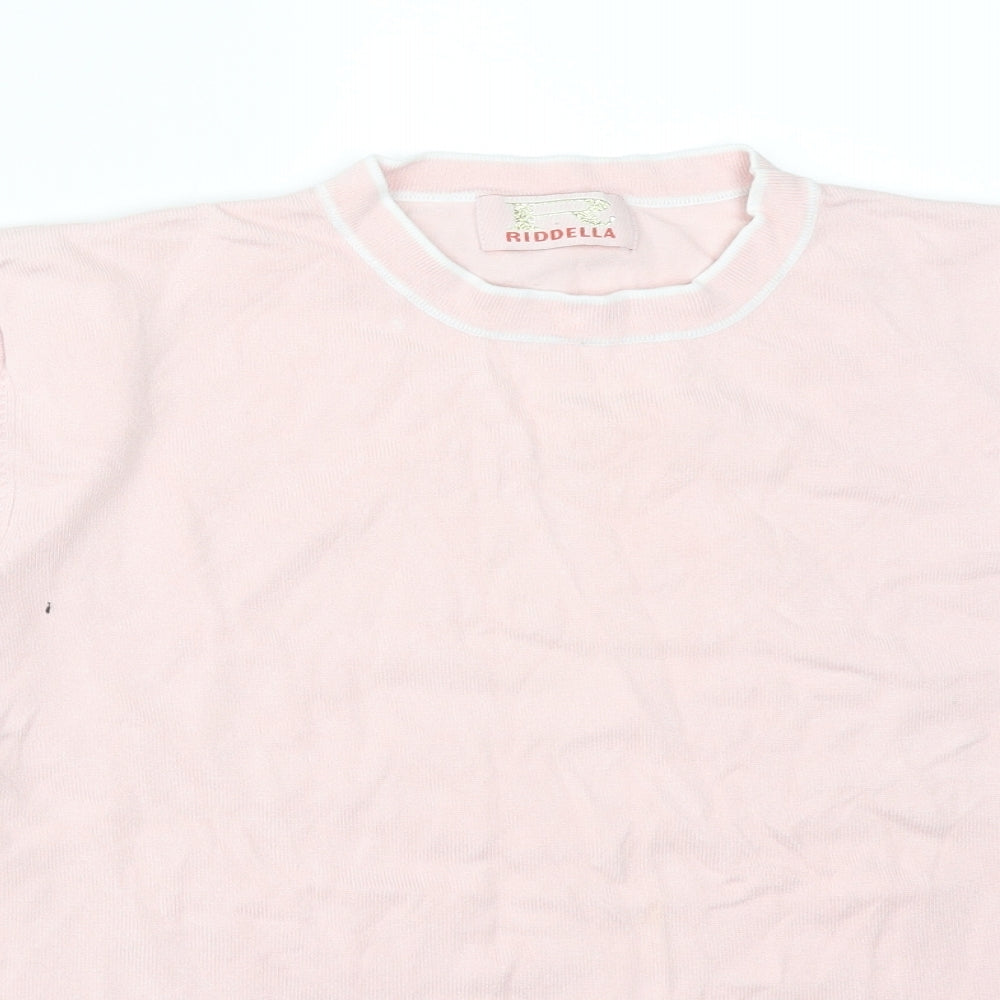 RIDDELLA Womens Pink  Viscose Basic T-Shirt Size 18 Round Neck